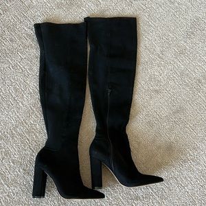 Knee high faux suede boots